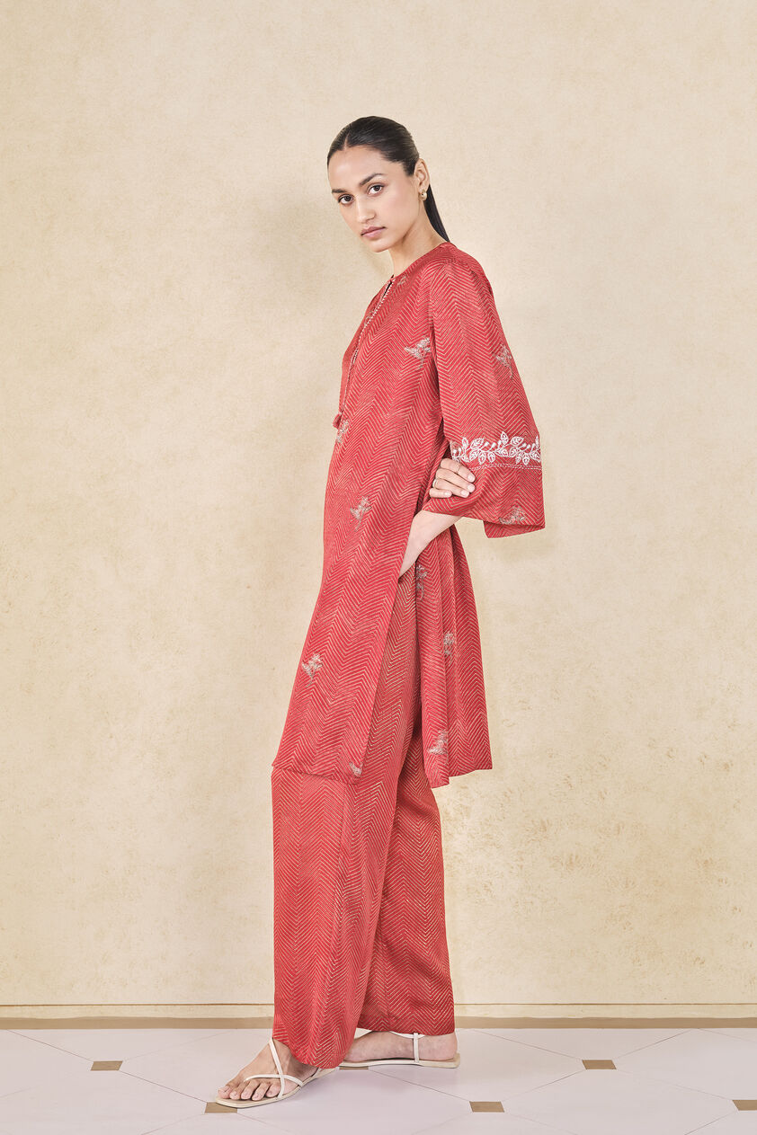 Roisin Handcrafted Ajrakh Co-ord - Red, Red, image 3